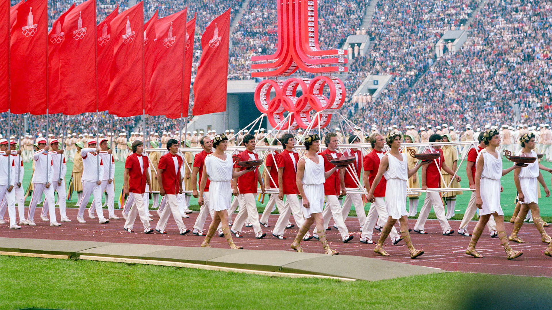 Moscow. Official opening of the 22nd Summer Olympics Games at the Grand Sports Arena of the Vladimir Lenin Central Stadium.