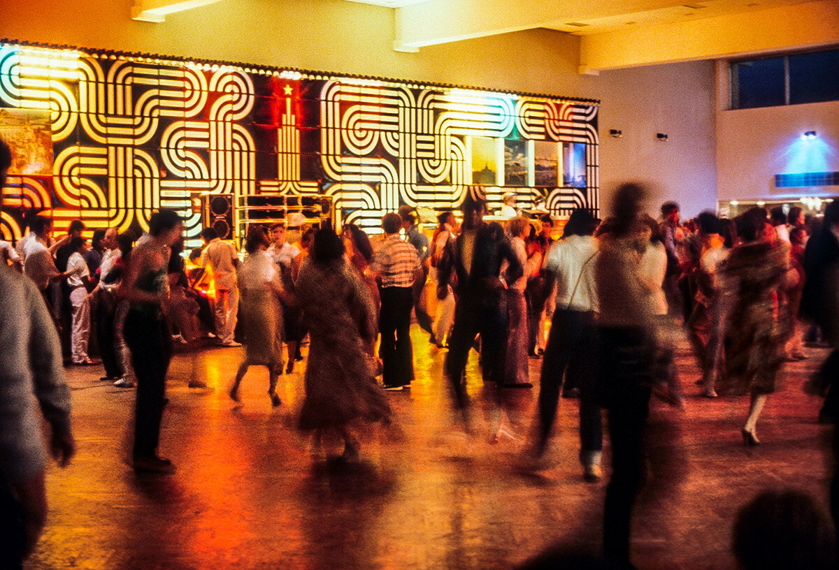 A dance party at the Olympic Village during the 1980 Summer Olympic Games in Moscow. 