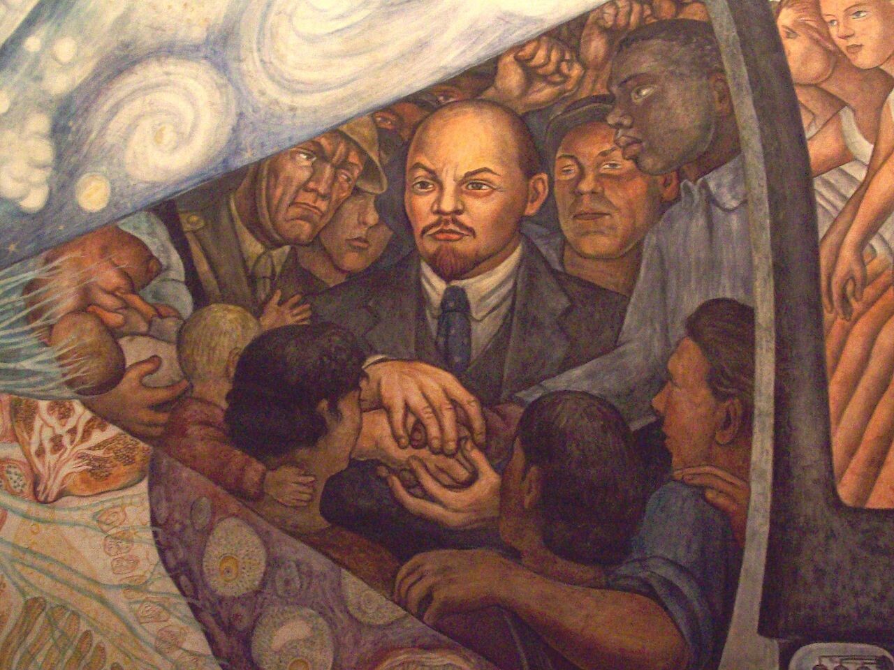 Detalle de Lenin en la obra 'El hombre en el cruce de caminos' (1934) de Diego Rivera, mural en exhibición permanente en el Palacio de Bellas Artes de la Ciudad de México. 