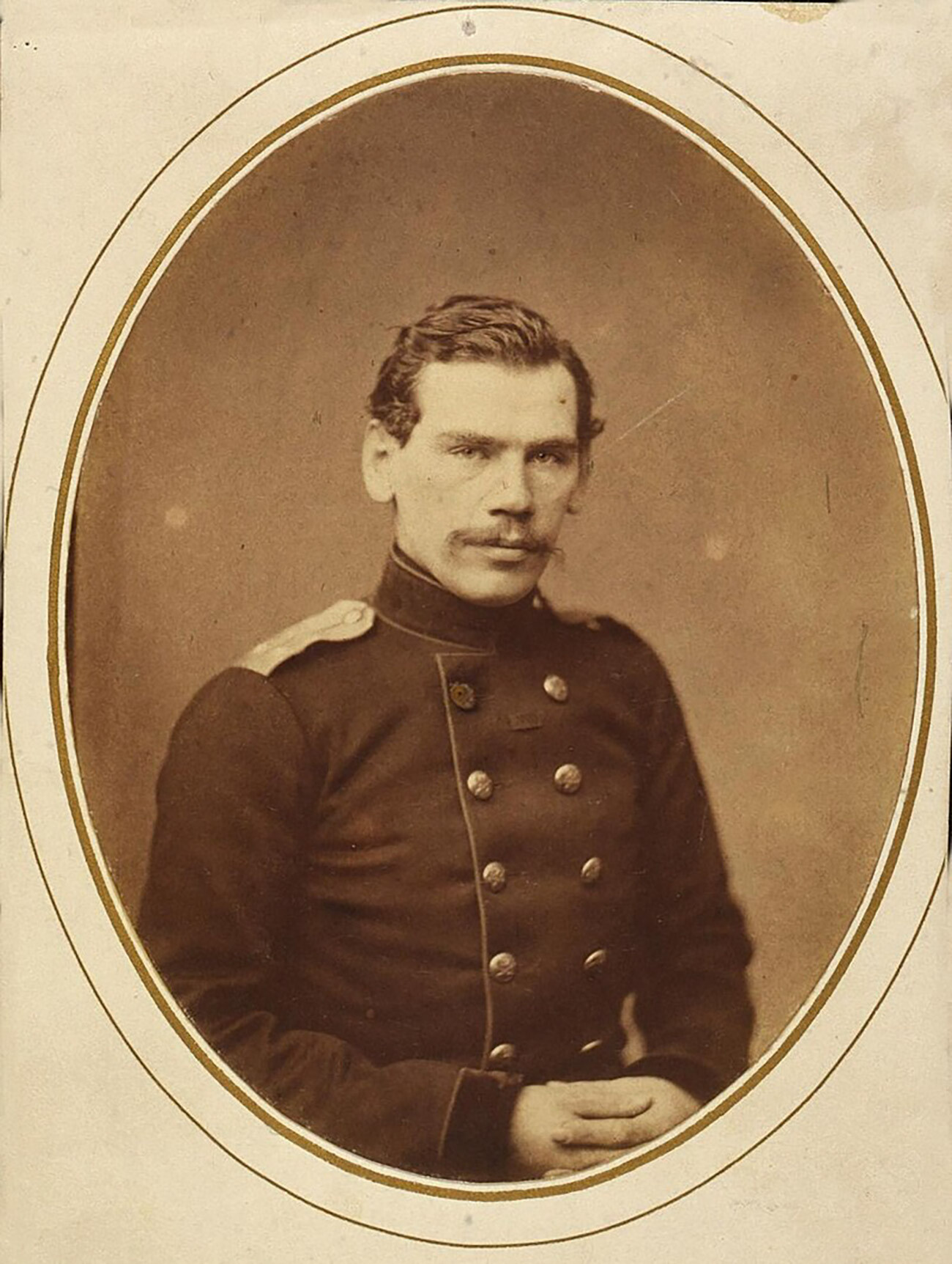 Leo Tolstoy in uniform of a participant of the Crimean War, 1856