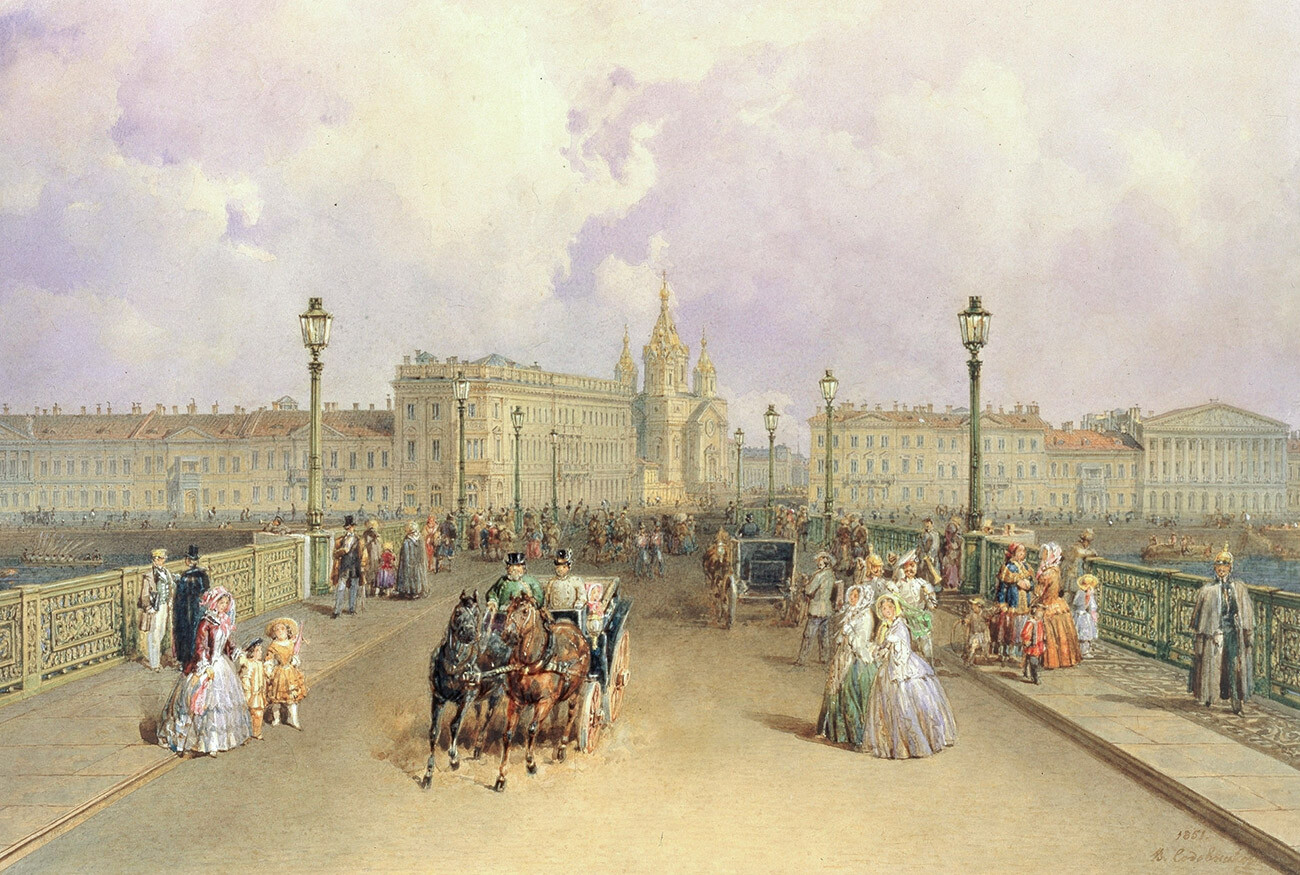 Vue du pont de l'Annonciation à Saint-Pétersbourg