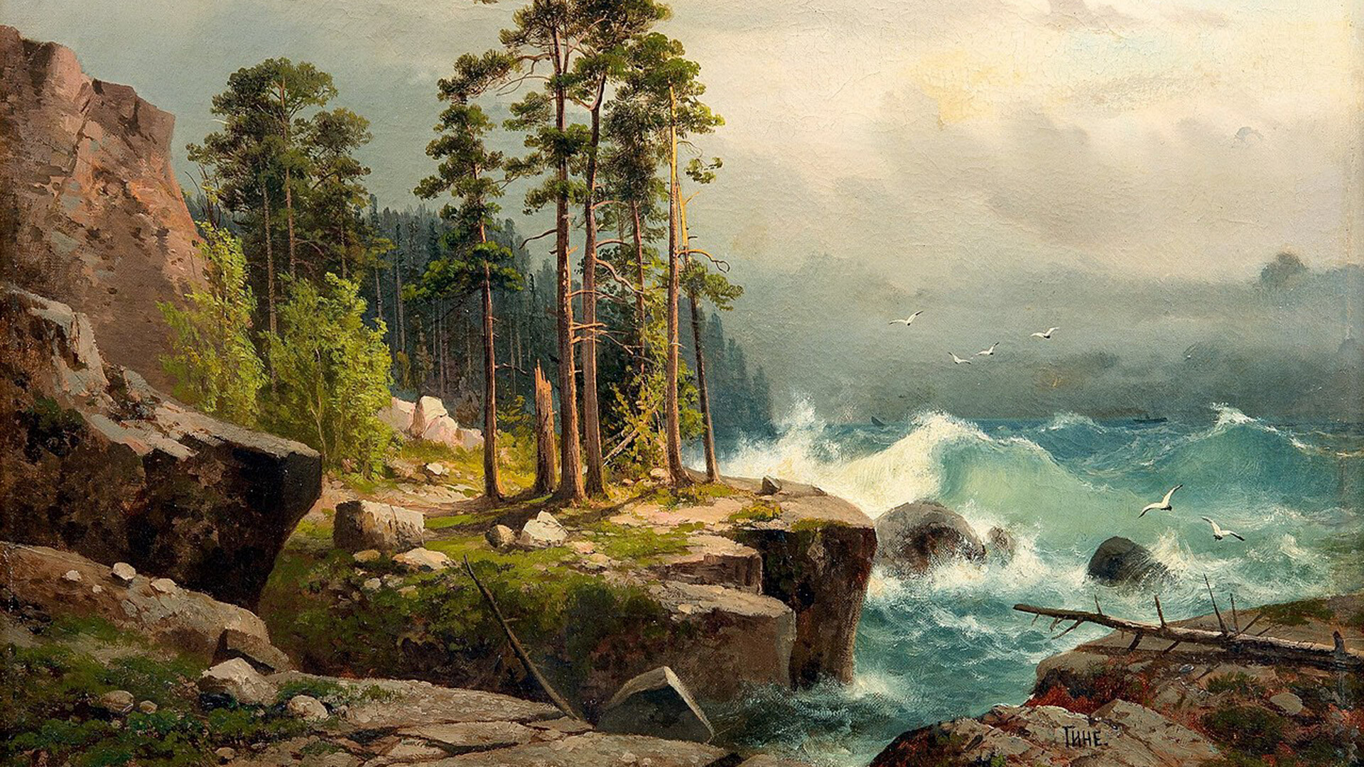 Alexander Gine. ‘Storm on Valaam’, mid-19th century.