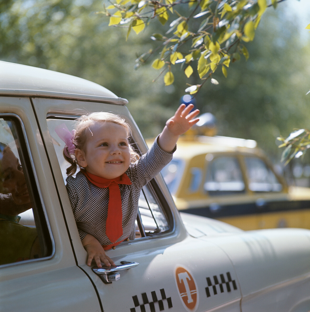 A young Muscovite on her taxi ride