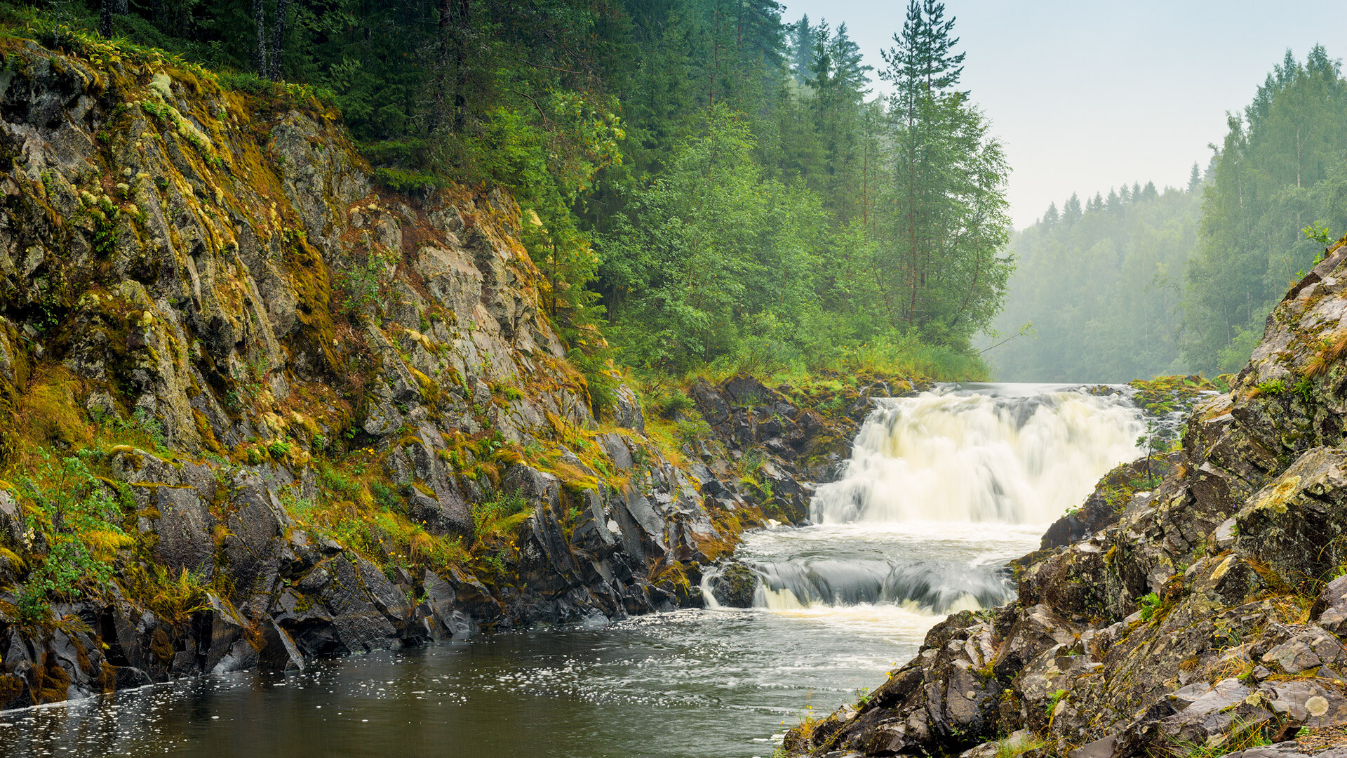 Waterfall Kivach in nature reserve of Karelia.