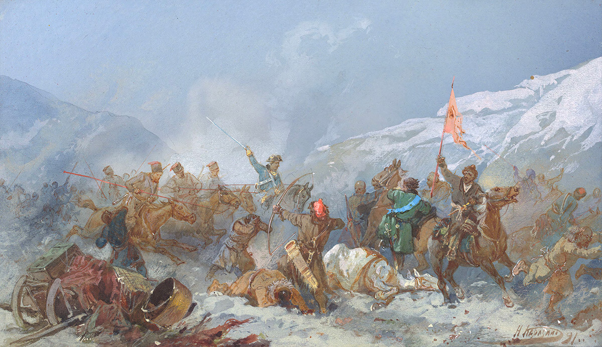 Combat avec les troupes de Pougatchev, 1891