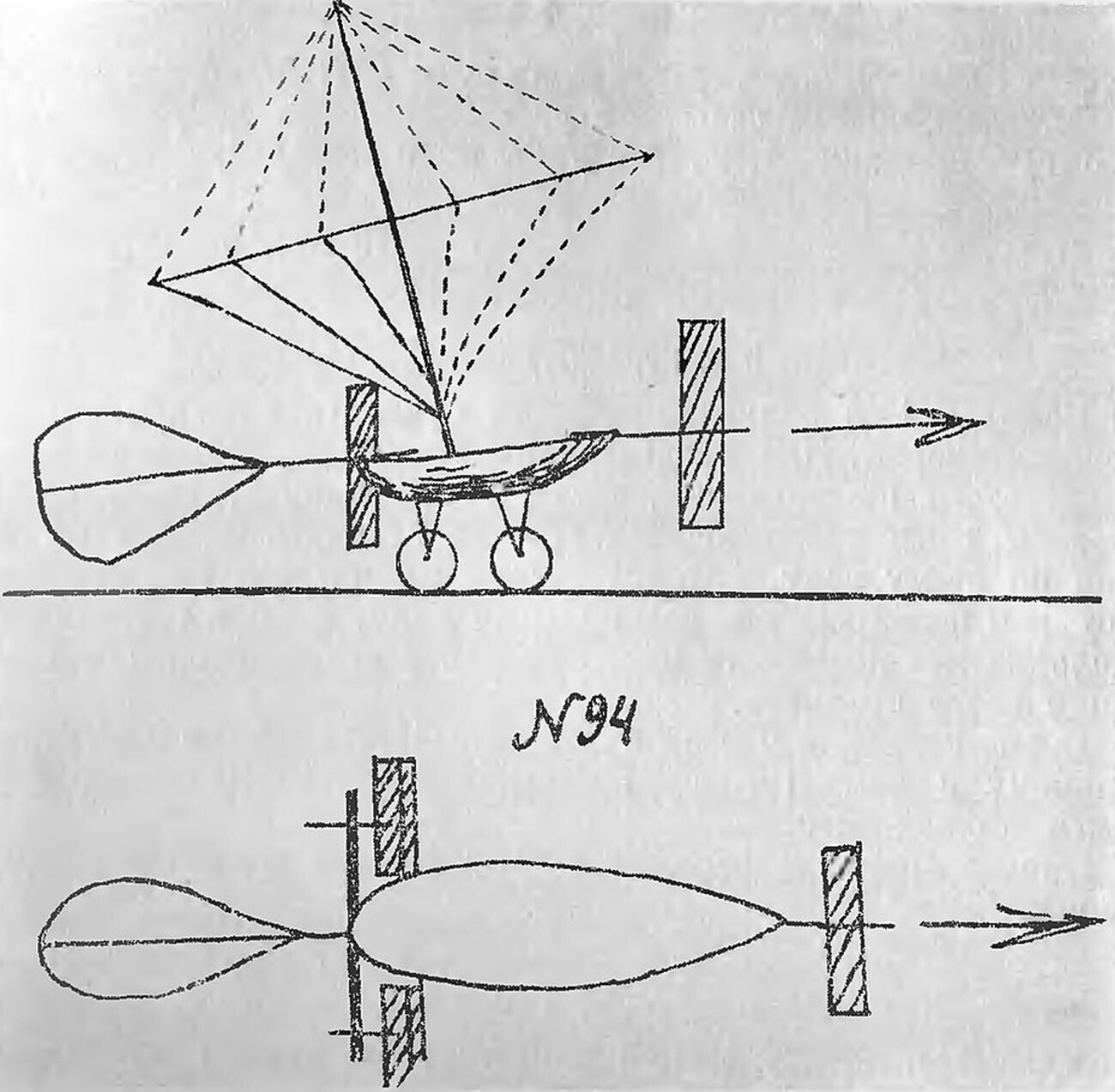 Imagen de uno de los modelos voladores del avión fabricado por Mozhaiski.