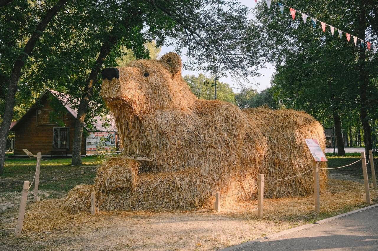 Criadas por IA, esculturas feitas de palha formam galeria em festival de Níjni Nôvgorod