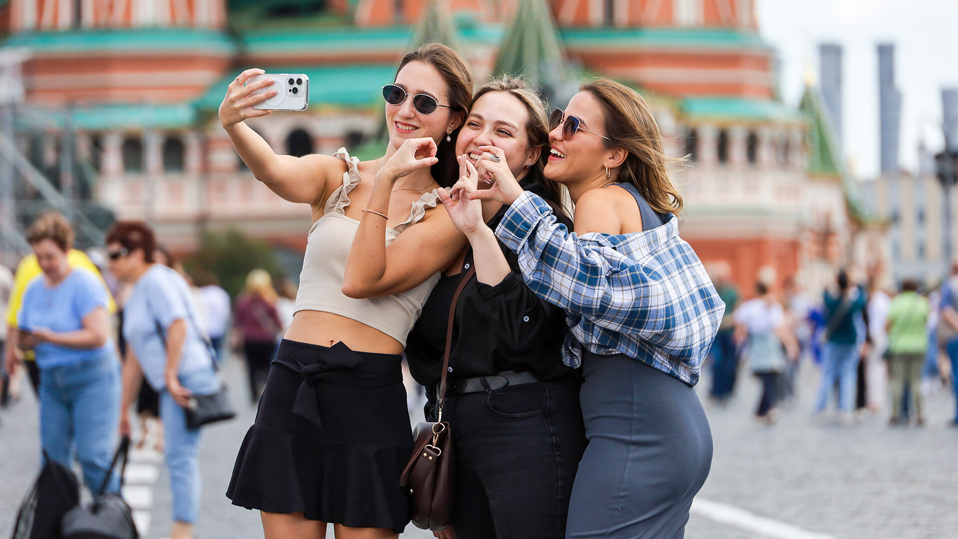 Taking selfie on the Red square in Moscow.