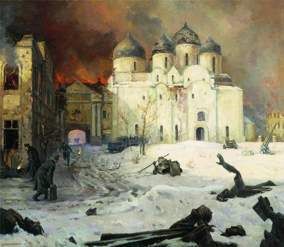 ‘Fleeing of fascists from Novgorod’, 1944-1946
