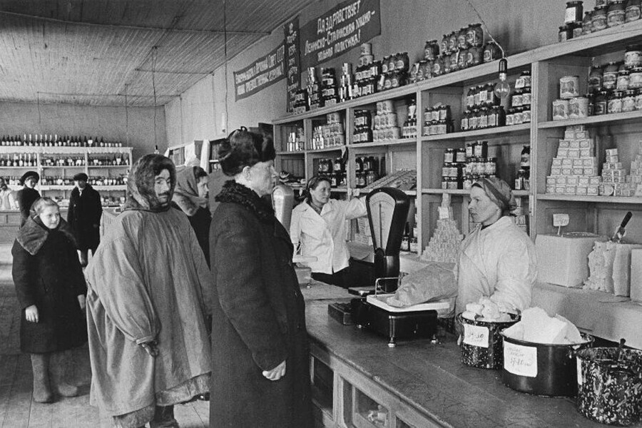 Mercado local na região de Arkhanguelsk, 1949.