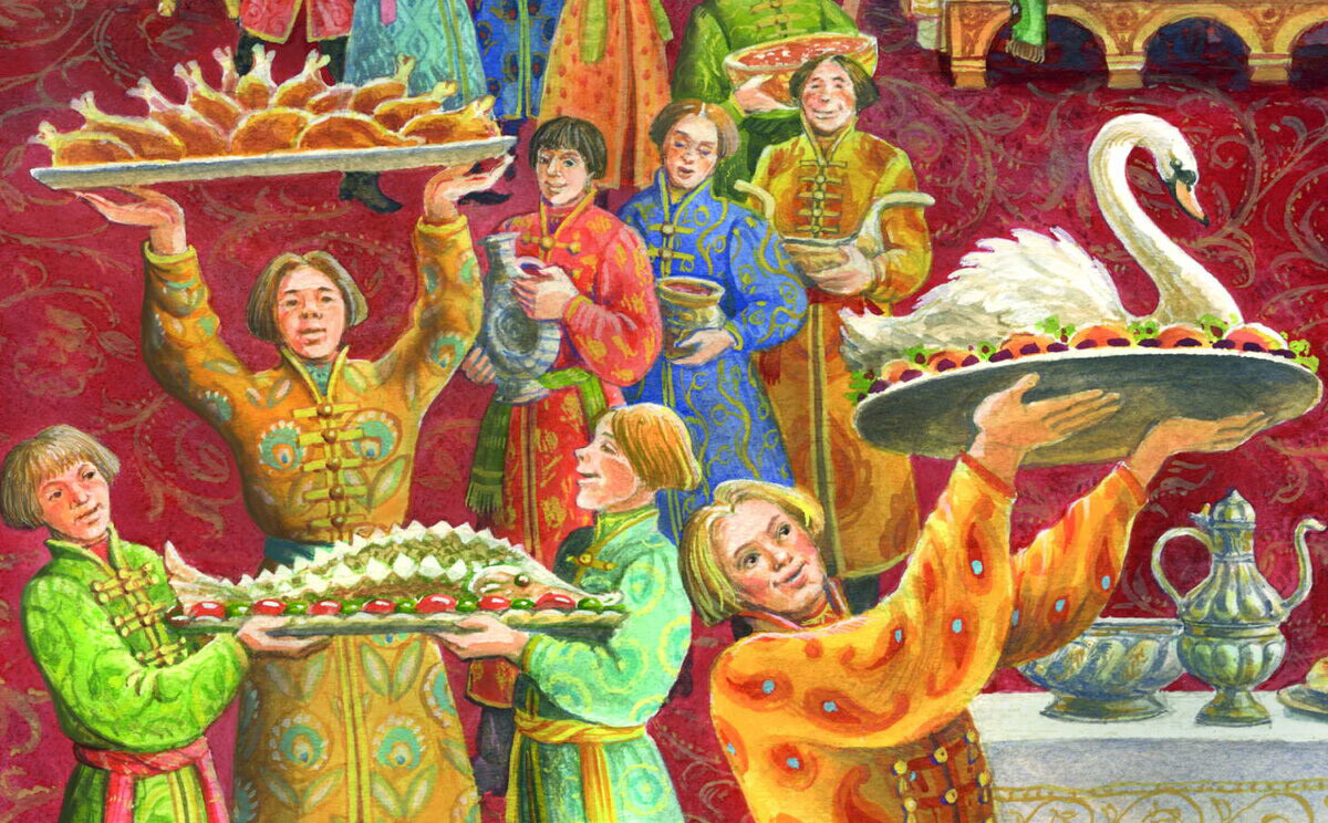 The Tsar's feast. A drawing from the book “Tsar's Feast” by N.V. Roschina