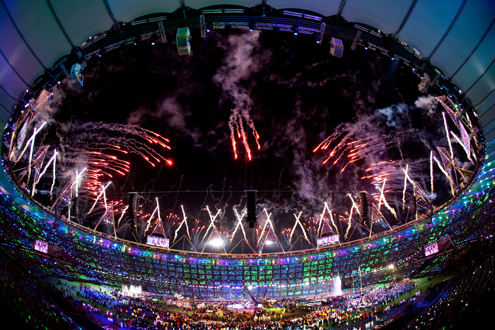 Celebratory fireworks at the closing ceremony of the 14th summer Paralympic Games in London.