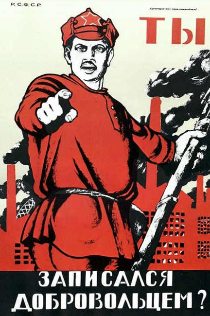 Si se javil za prostovoljca v Rdeči armadi? (1920). Dmitrij Moor velja za enega od utemeljiteljev žanra umetniškega plakata.