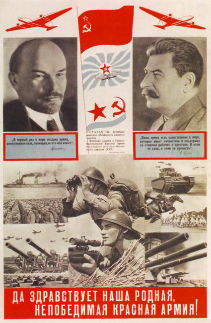 ¡Larga vida a nuestro invencible ejército rojo! 1938 // Fairey es conocido por su campaña de pegatinas “André the Giant Has a Posse” (…OBEY…)  y su poster “Hope” de Barack Obama.