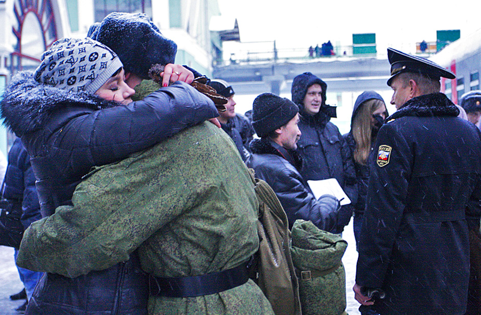 Recruits sent-off to serve in the Presidential regiment, Novosibirsk.