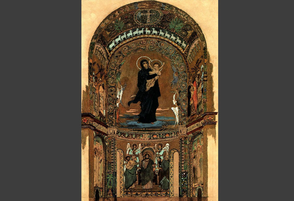 The fragment of   mural decoration in Vladimirsky cathedral (Kiev), 1893