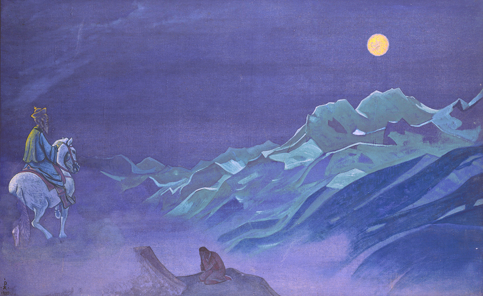 Oirot, messenger of the white burkhant, 1925 // Seeking to embody these ideas, Roerich undertook an expansive program of cultural and educational activities in America. In November 1921, the Master Institute of United Arts opened in New York, the main aim of which was to bring diverse peoples closer together through culture and art. Almost simultaneously, the Cor Ardens ("Burning Heart") International Art Society was established in Chicago, while the Corona Mundi ("Crown of the World") International Cultural Center appeared in 1922