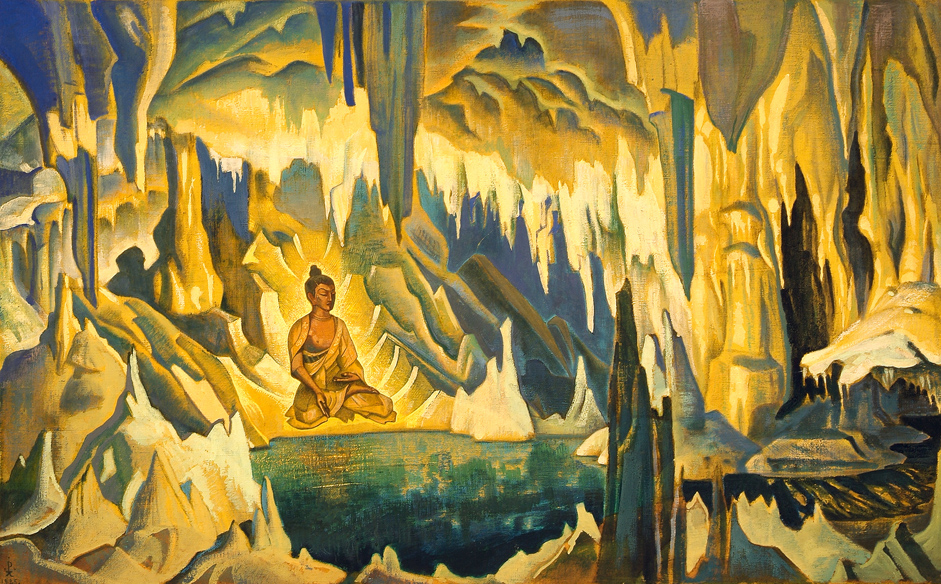 Buddha the winner, 1925 // In July 1928, Roerichs founded the Urusvati Institute of Himalayan Studies ("Urusvati" means "Light of the Morning Star" in Sanskrit). There, in the Kullu valley in the Western Himalayas, Nicholas and his family found their home. India would provide the backdrop to the last period of the artist's life.