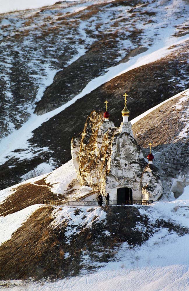 The shelf of Golgotha Mountain. The Spassky Cathedral and the steeple // The mystery of these caves remains unresolved.
