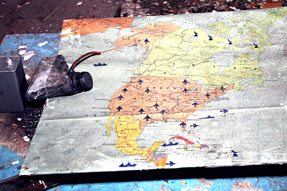 Maps of the USA indicating the location of military facilities were discarded by both the army command and the metal thieves who raided the place immediately after the soldiers' departure.