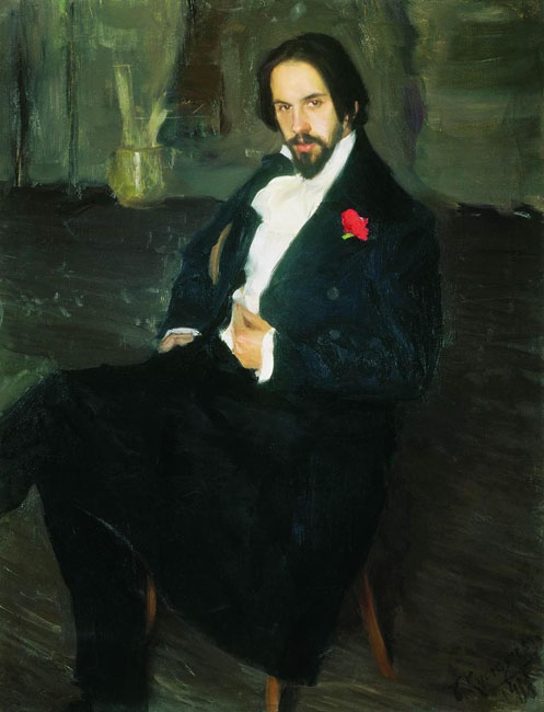 There, he worked in Ilya Repin's studio, and was so successful that the latter invited him to be his assistant. Kustodiev displayed a gift for portraiture, completing a series of first-class works; for example, his portraits of Ivan Yakovlevich Bilibin, 1901.