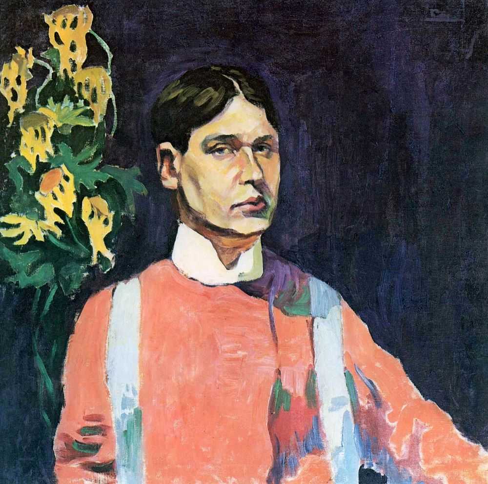 In the years 1908-1909, he created "Self-Portrait in Red," which is regarded as a landmark in his oeuvre. In 1908, Lentulov had his head turned by Cubism and even went to Paris, where the works of Picasso and Braque were on view. In 1910, while still in Paris, Lentulov enrolled at the La Palette Academy of Painting, where the lecturers were devotees of Cubism. // "Self-Portrait in Red", 1909
