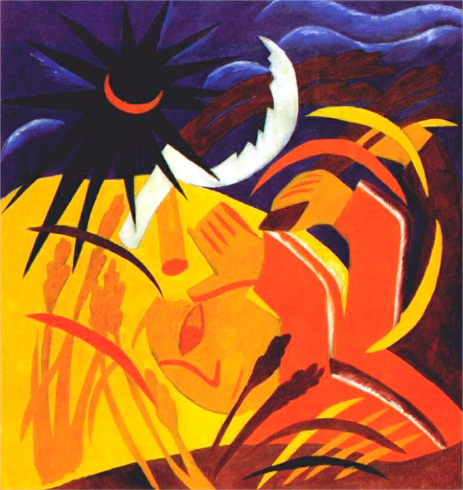 Each cycle consists of nine paintings. In the series "Harvest", the apocalyptic mood related to the end of the world and Judgment Day is especially prominent. / Harvest, 1911
