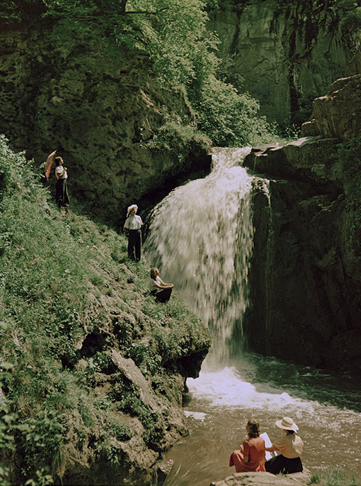 An excursion on a waterfall in the Norh Caucasus