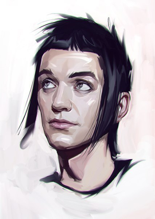 This is how he describes his work: «Design, raw, dark, ironic, absent of excessive joy and happiness». // Portrait of Brian Molko