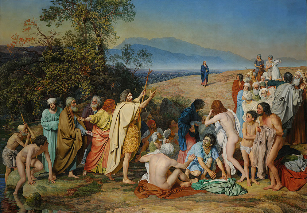 「キリストの出現」アレクサンドル・イワノフ、1837-1857 /イワノフはこの絵のテーマを“ユニバーサル”と位置づけた。彼の目的は全人類の運命が変わる瞬間を捉えることであった。