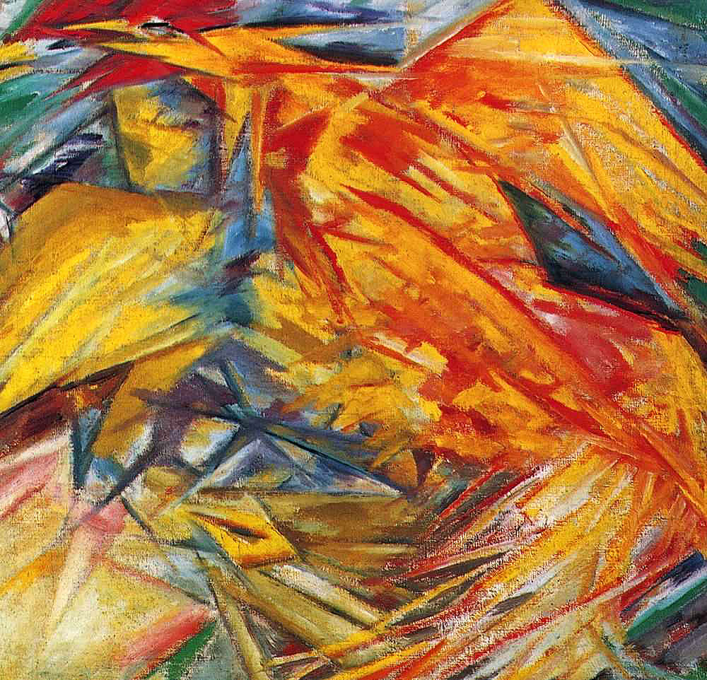 Larionov was the first to introduce the concept of Rayonism: the exhibition displayed the Rayonist paintings "Rooster and Hen", "Radiant Mackerel and Sausage", and others. "The Rayonist style of painting depicted spatial forms arising from the intersection of rays reflected by various objects.  Rays were conventionally represented by colored lines on a plane. In Rayonism, Larionov laid the foundations of abstract art. / Rooster and Hen, 1910