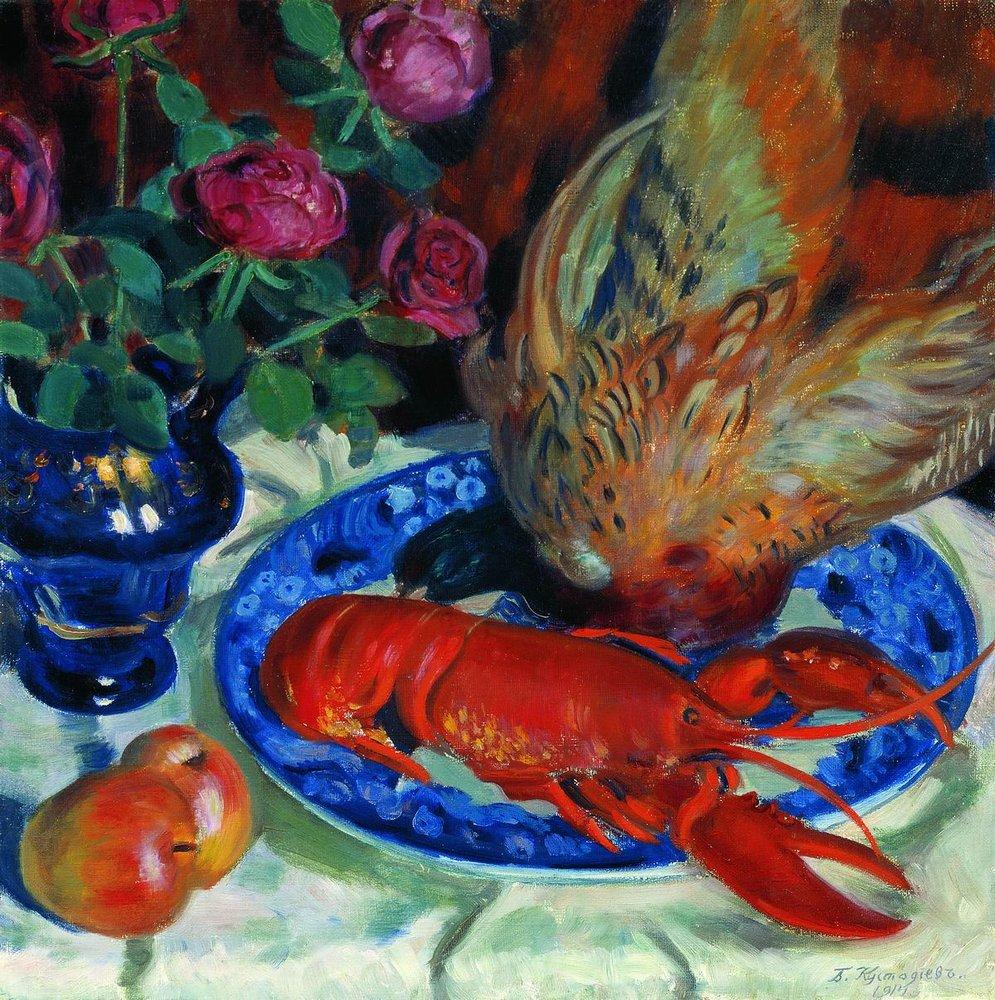 Still life of pheasant, Boris Kustodiev, 1914