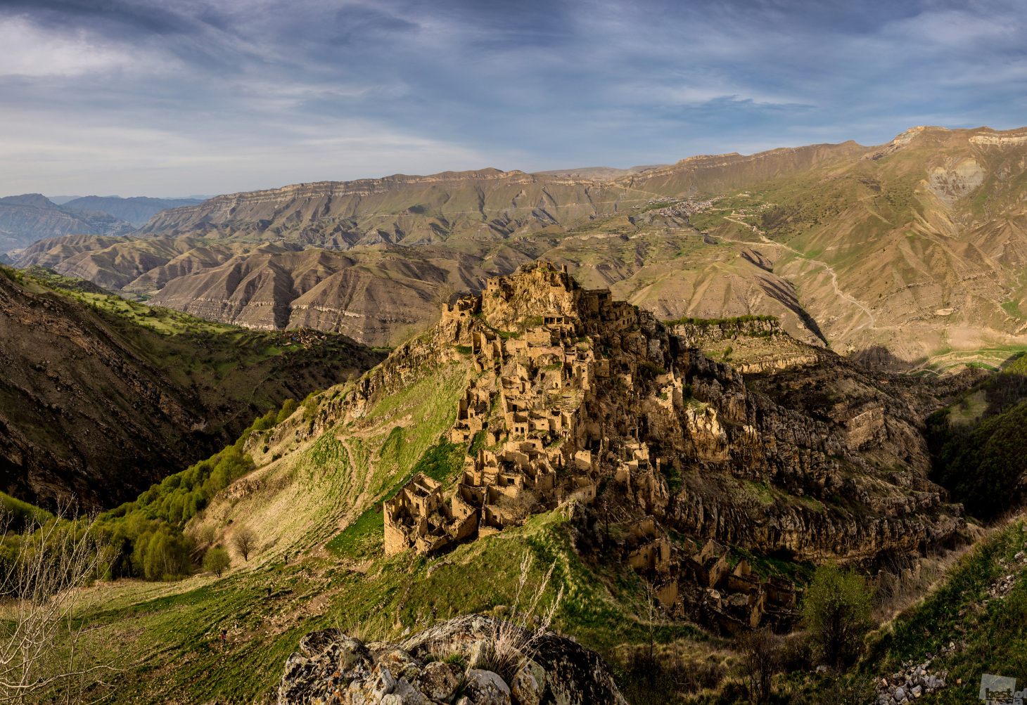 The ghost village of Gamsutl is an abandoned ancient Avar settlement in Dagestan, North Caucasus. The village, which is carved in rock atop a 4600-feet high mountain, is barely noticeable these days. 