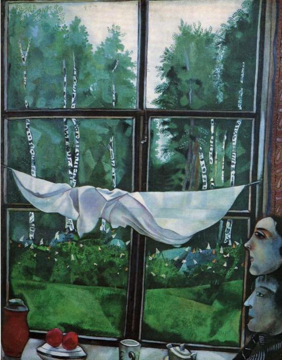 Nato in Bielorussia nel 1887, Marc Chagall è uno degli artisti più famosi del XX secolo / Finestra sul villaggio, Galleria Tretyakov, Mosca, 1915