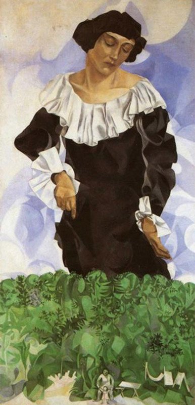 Nel 1909 a Vitebks Chagall incontrò l'amore della sua vita, Bertha (Bella) Rosenfeld, e molte delle sue creazioni furono dedicate a lei. La sua immagine si trova in oltre duemila dipinti / Bella con colletto bianco, disegnato a San Pietroburgo, collezione privata, 1917
