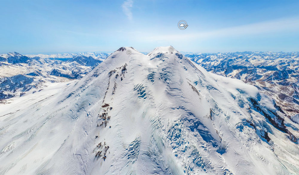 Panoramic view from the top of Elbrus, Europe's highest mountain