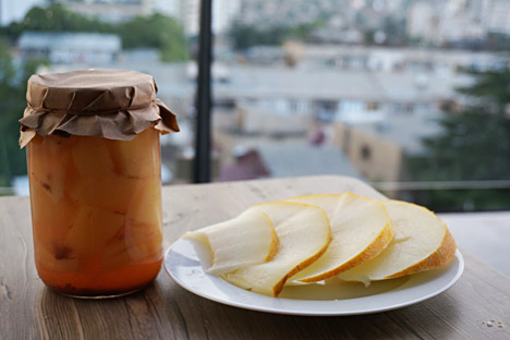 Marinated melon.