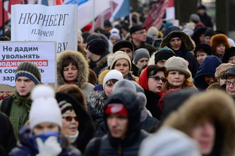 Moscou, Russie, le 30 novembre 2014 : Les medecins protestent contre des licenciements massifs et la fermeture d’hôpitaux. 
