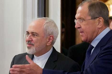 Menlu Iran Mohammad Javad Zarif dan Menlu Rusia Sergei Lavrov.