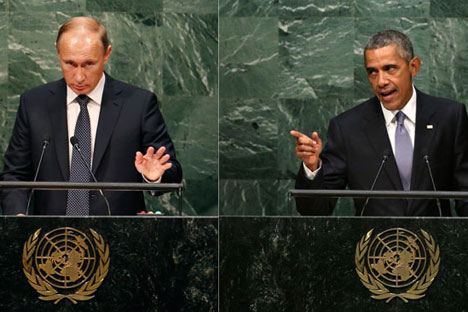 Presidente russo (esq.) e norte-americano (dir.) discursaram na 70° Assembleia Geral da ONU.