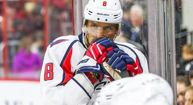 Alexander Ovechkin during the pre-season NHL game between the Washington Capitals and the Carolina Hurricanes at the PNC Arena. Source: Alamy/Legion Media