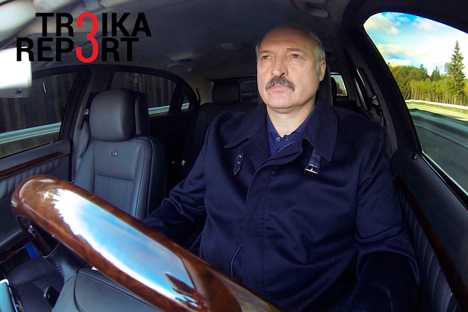 Belarusian President Alexander Lukashenko sits in a car in Minsk, Belarus, Oct. 6, 2015 