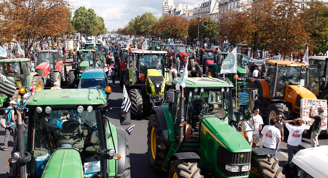 Food for thought: French farmers take their grievances – and their tractors – to the streets of Paris.