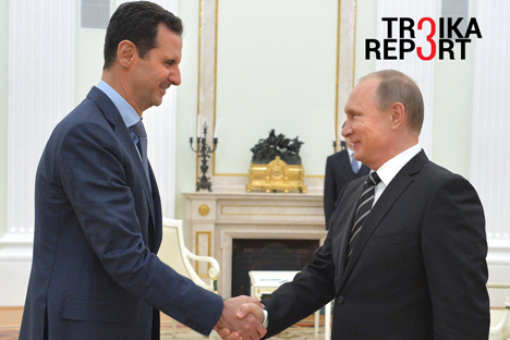 Vladimir Putin and Bashar al-Assad at a meeting at the Kremlin, Oct. 20, 2015. 