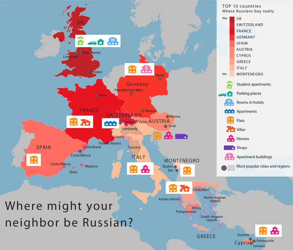 Top-10 countries where Russians buy realty