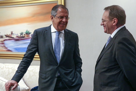 Russian Foreign Minister Sergei Lavrov (left) with his deputy, Mikhail Bogdanov 