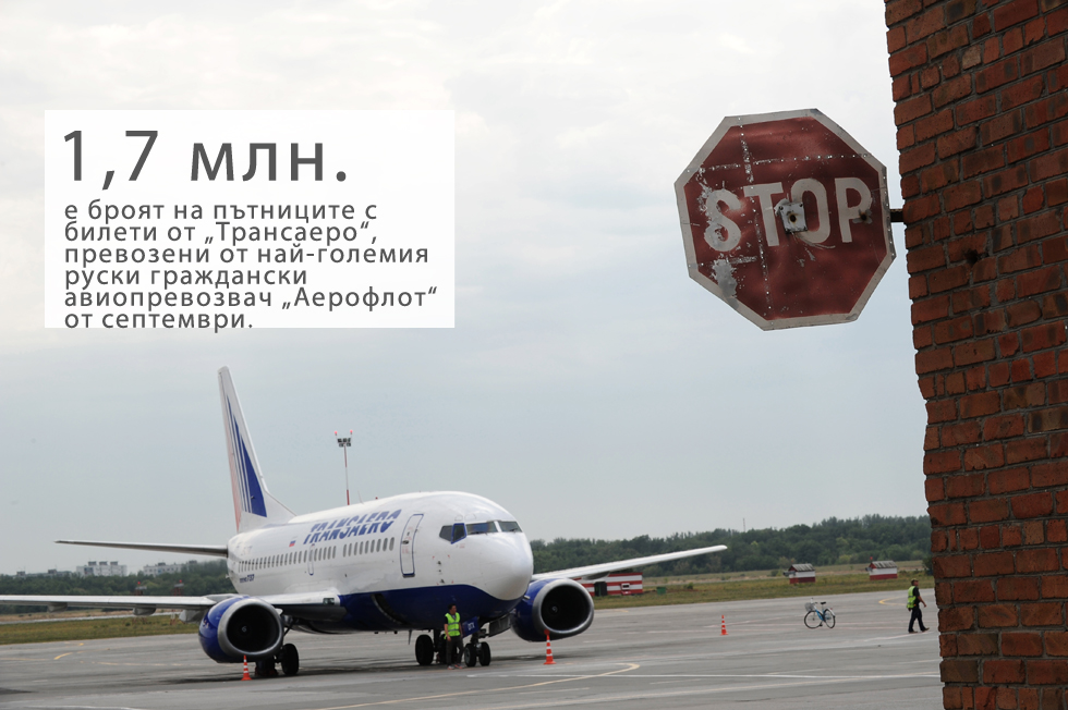 Над 1,7 млн. пътници с билети от фалиралата авиокомпания „Трансаеро“ са взели полети на „Аерофолт“ от началото на септември. До 15 декември превозвачът трябва да намери място за още 240 000 пътници – на тази дата всички билети, издадени от „Трансаеро“, ще бъдат анулирани, обяви руският транспортен министър Максим Соколов.Втората по големина руска авиокомпания „Трансаеро“, която „Аерофлот“ придоби в началото на септември срещу 1 рубла, е на път да се огъне, след като по всичко личи, че държавата е решила да подаде иск за фалита на потъналата в дългове фирма.Общият дълг на „Трансаеро“ се изчислява на 260 млрд. рубли ($3,9 млрд.), от които 80 млрд. рубли ($1,2 млрд.) се дължат на банки. В момента „Аерофлот“ изпълнява дейностите на дружеството. 