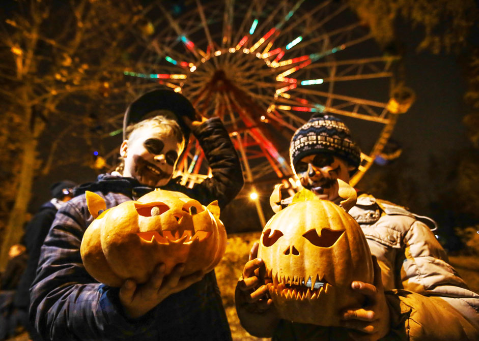 Russia. St. Petersburg. 1 November 2015. The participants of party dedicated to the celebration of Halloween in the park named after Grandma.