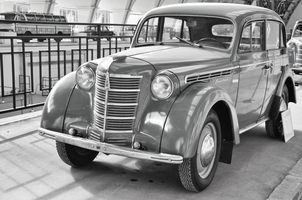 After the capitulation of Nazi Germany, the Soviets acquired the entire Opel manufacturing line in Brandenburg. The brand-new Moskvich-400, which rolled off the production line in 1947, was in fact a re-engineered Opel Kadett.