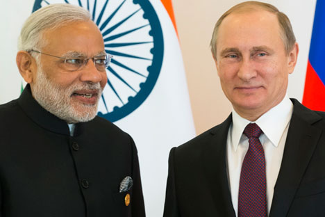 Narendra Modi and Vladimir Putin at the G20 summit in Turkey.